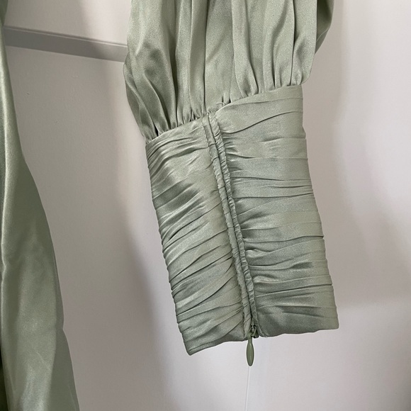 NEW ZIMMERMANN Silk Wrap Mini Dress Light Green - Picture 6 of 7